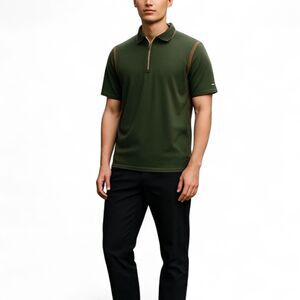 Michael Rouen Performance Polo Shirt Men 3XL Green Striped Short Sleeve Golf NWT